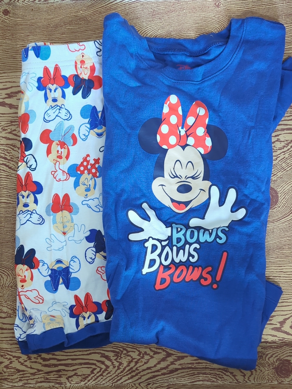 Girls' Minnie Mouse Print Pajamas - Blue & Red X2